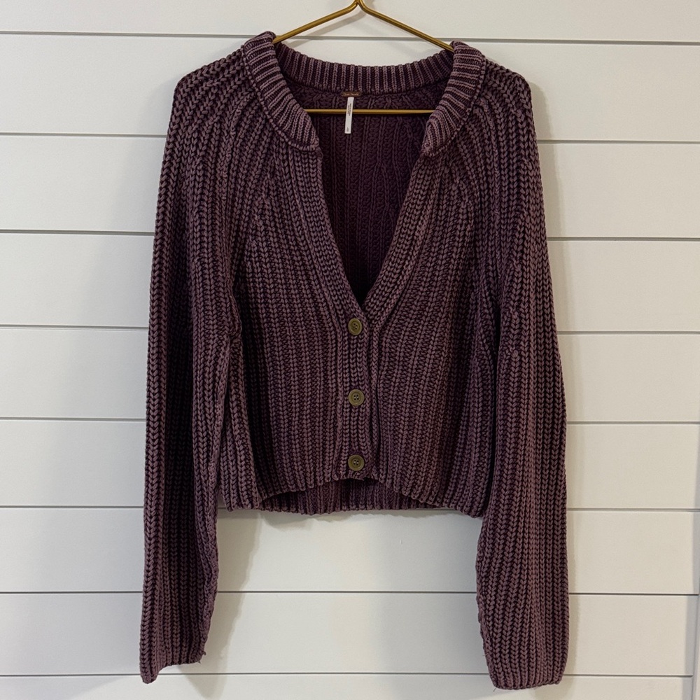 Free People Purple Knit Cardigan